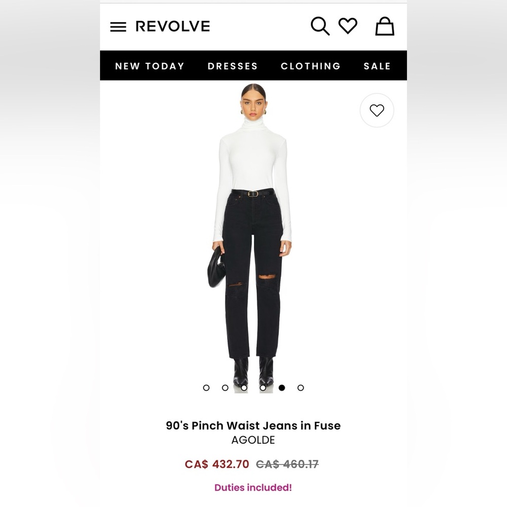 Agolde 90s pinch waist black distressed jeans